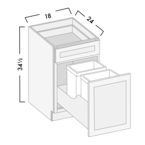 Two Bin Waste Basket Base Cabinet